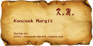 Koncsek Margit névjegykártya